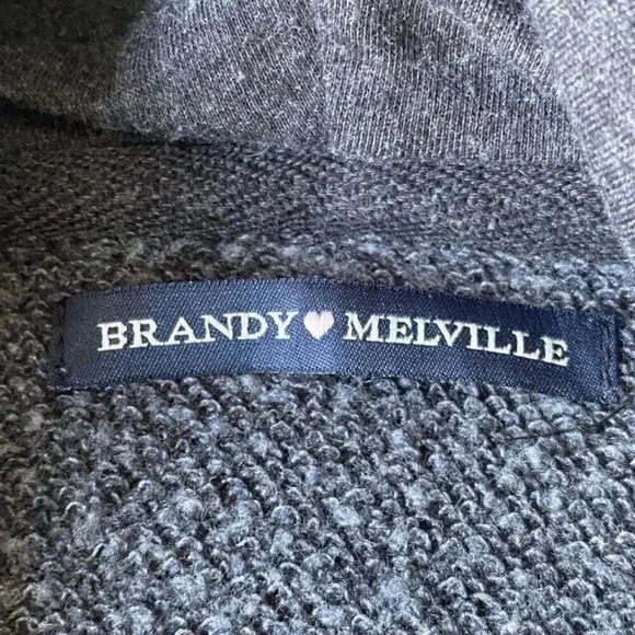 Brandy Melville Women's Gray Cropped Distressed Hem Long Sleeve Hoodie Size OS - Picture 3 of 5